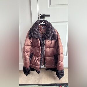 Coalition LA Brown Puffer Teddy Coat